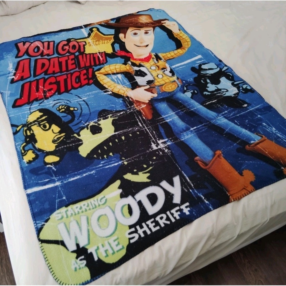 Toy Story Fleece Throw Blanket Woody Date with Justice 44" x 38" Disney Pixar